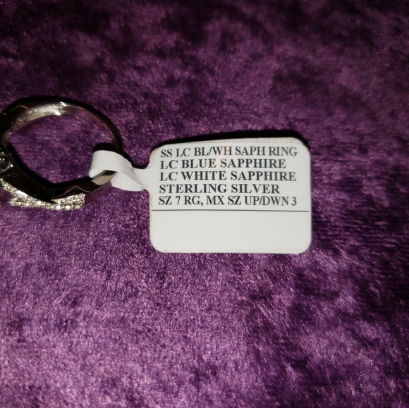 Solid Sterling Silver Blue and White Sapphire Ring - Picture 2 of 7